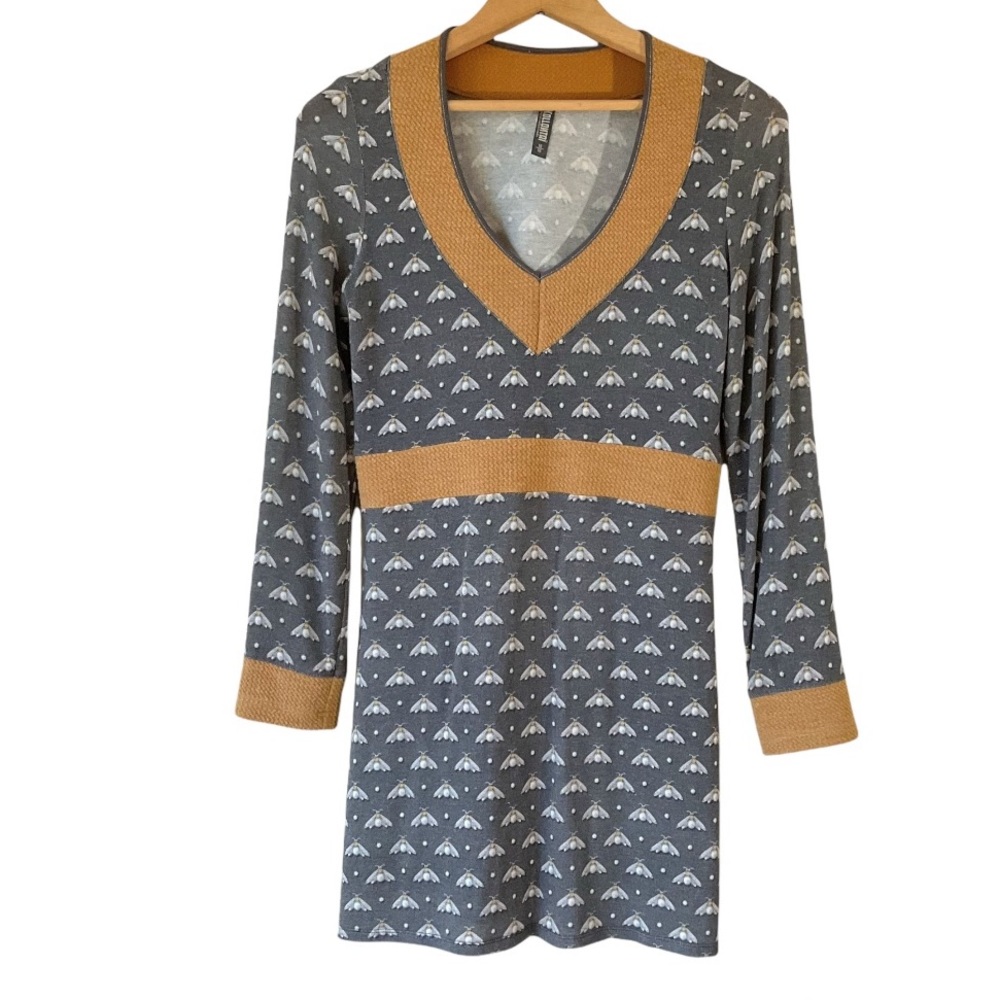 Kollontai Bumble Bee Jersey Long-Sleeved Shift Dress Size M